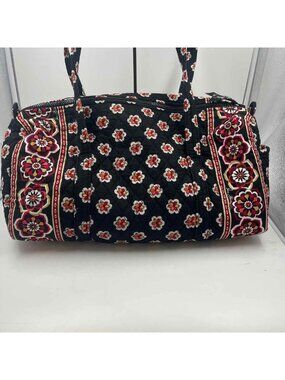 Vera Bradley Pirouette Quilted Black Floral Duffle Style Bag